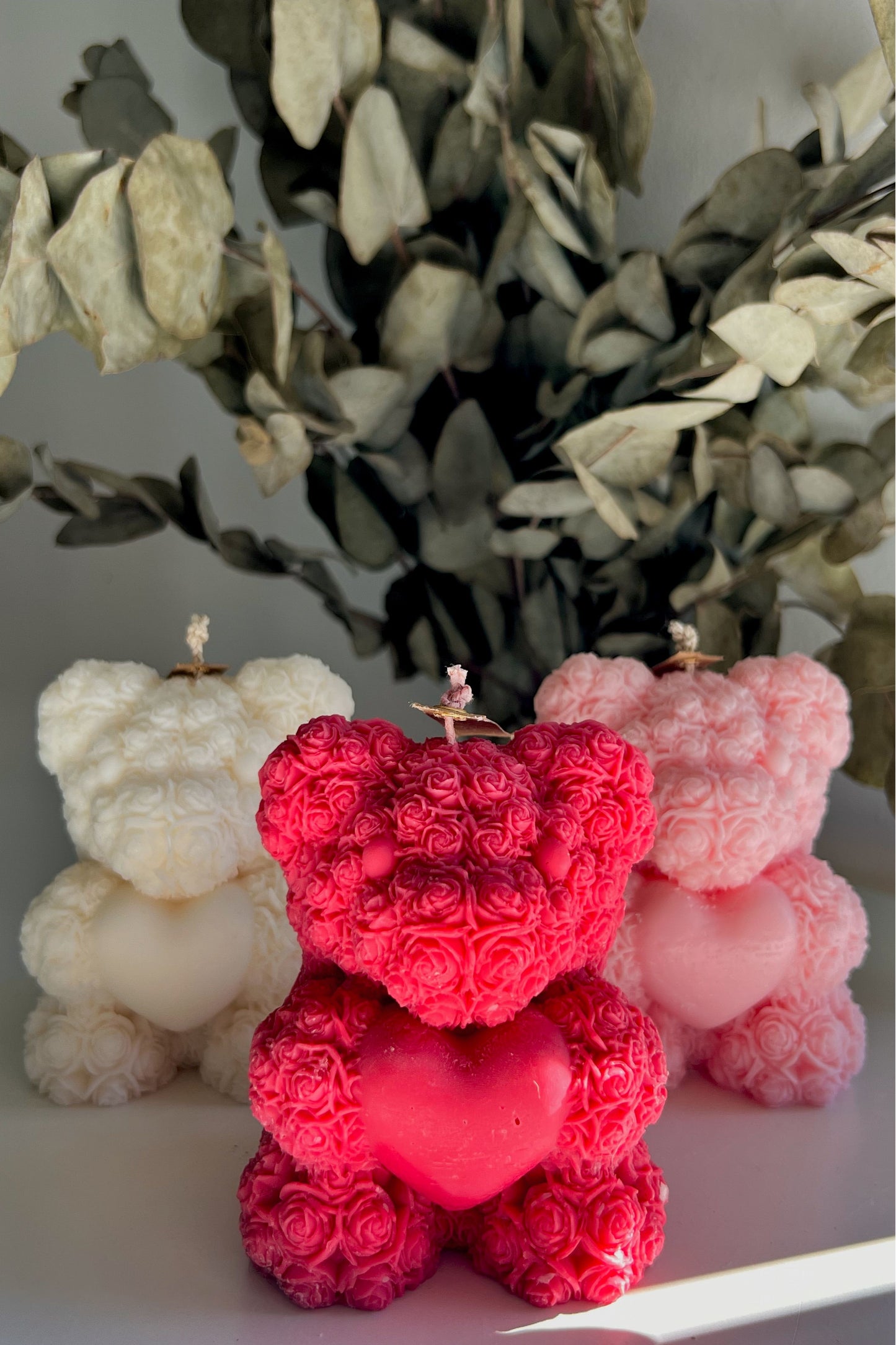 Bougie Saint Valentin Ourson en roses